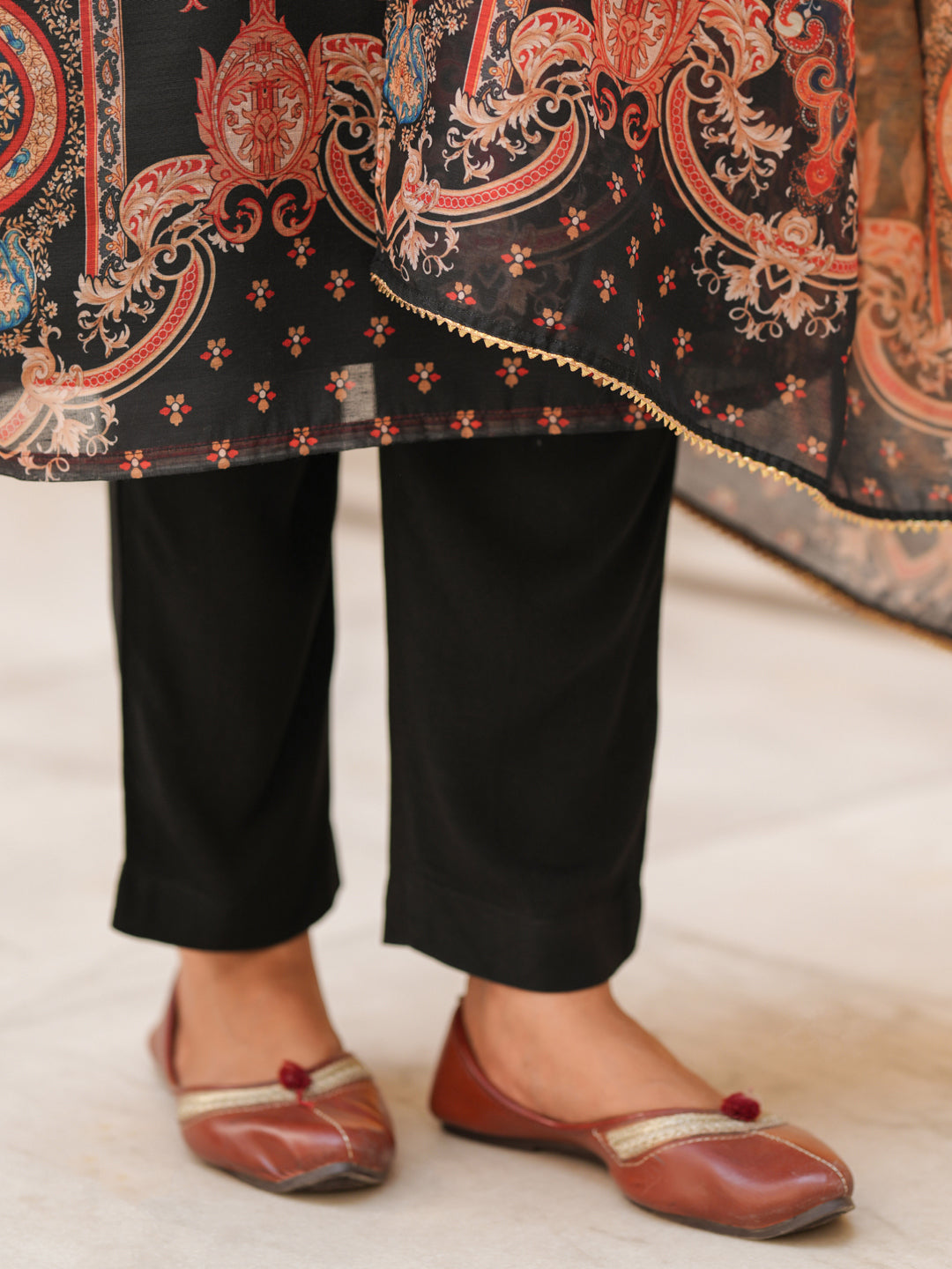 Women Sequinned Chanderi Cotton Kurta with Trousers & Dupatta