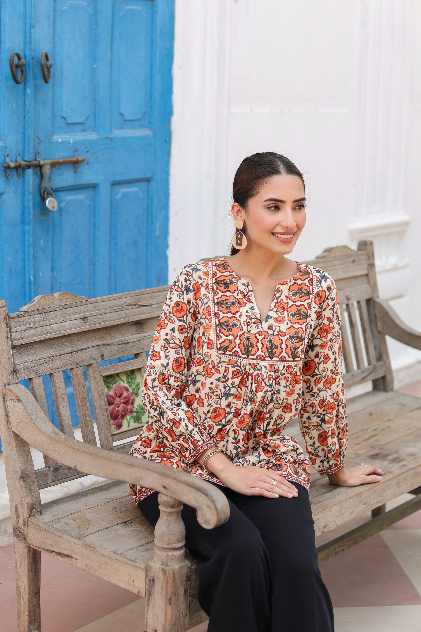 Women Floral Printed Pure Cotton Top