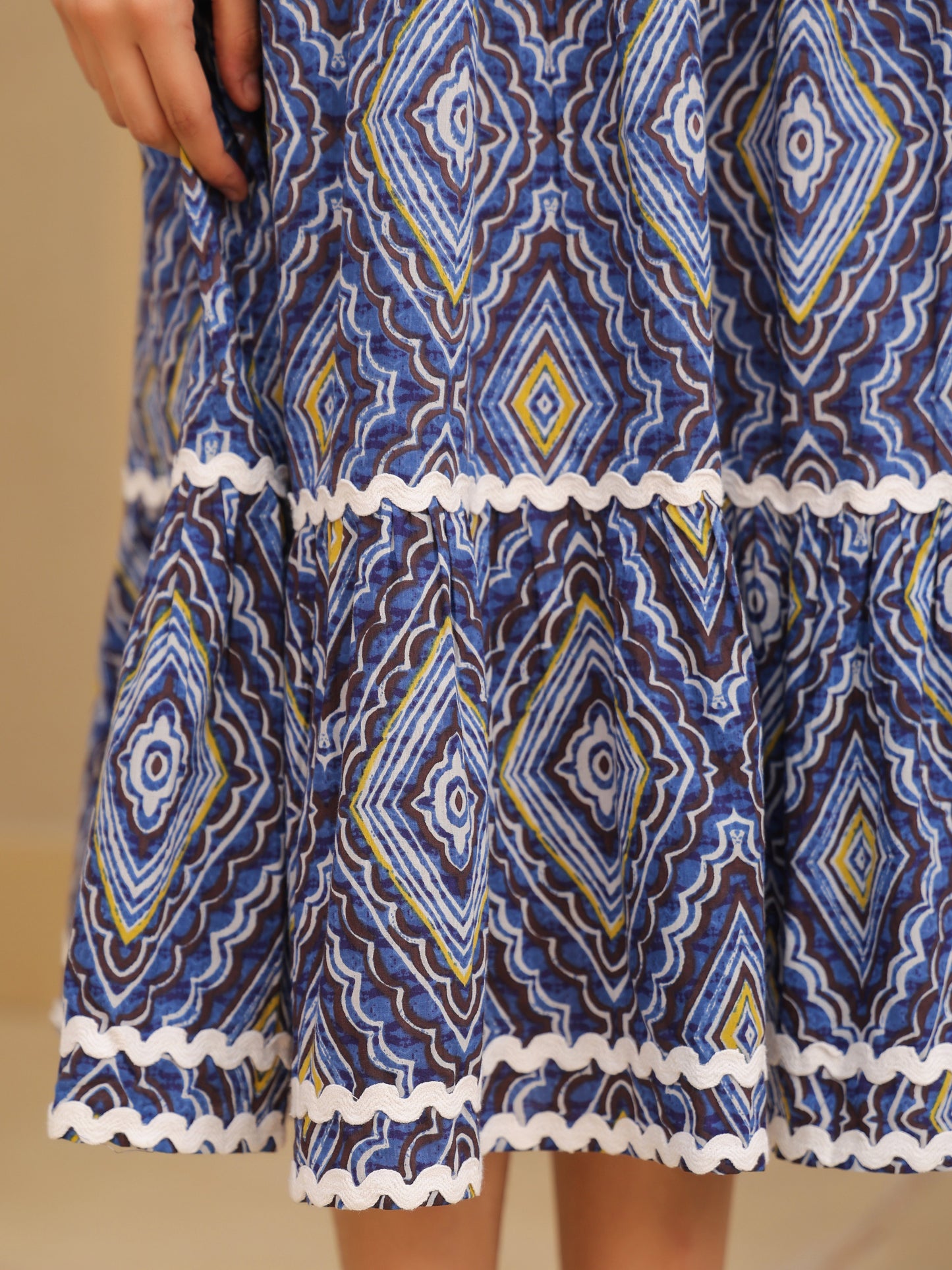 Women Printed Pure Cotton Fit & Flared Ethnic Dress