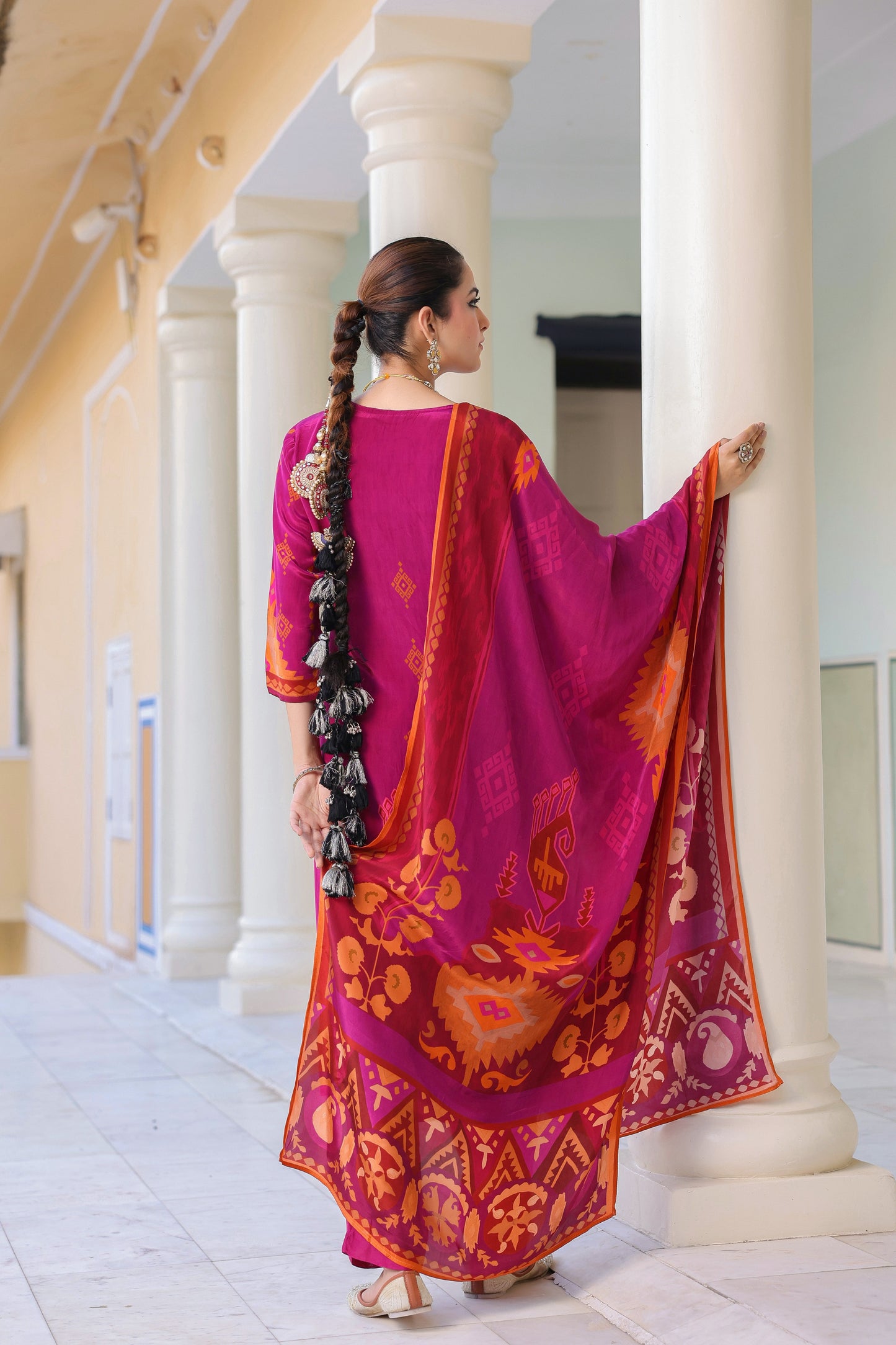 Women Ethnic Motifs Printed Sequinned Regular Kurta Set With Dupatta