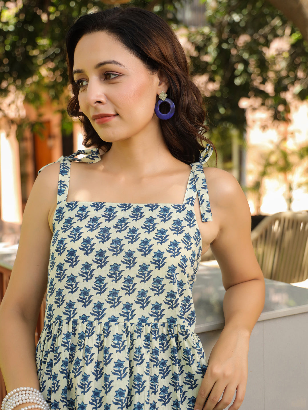 Women Floral Printed Cotton Peplum Top