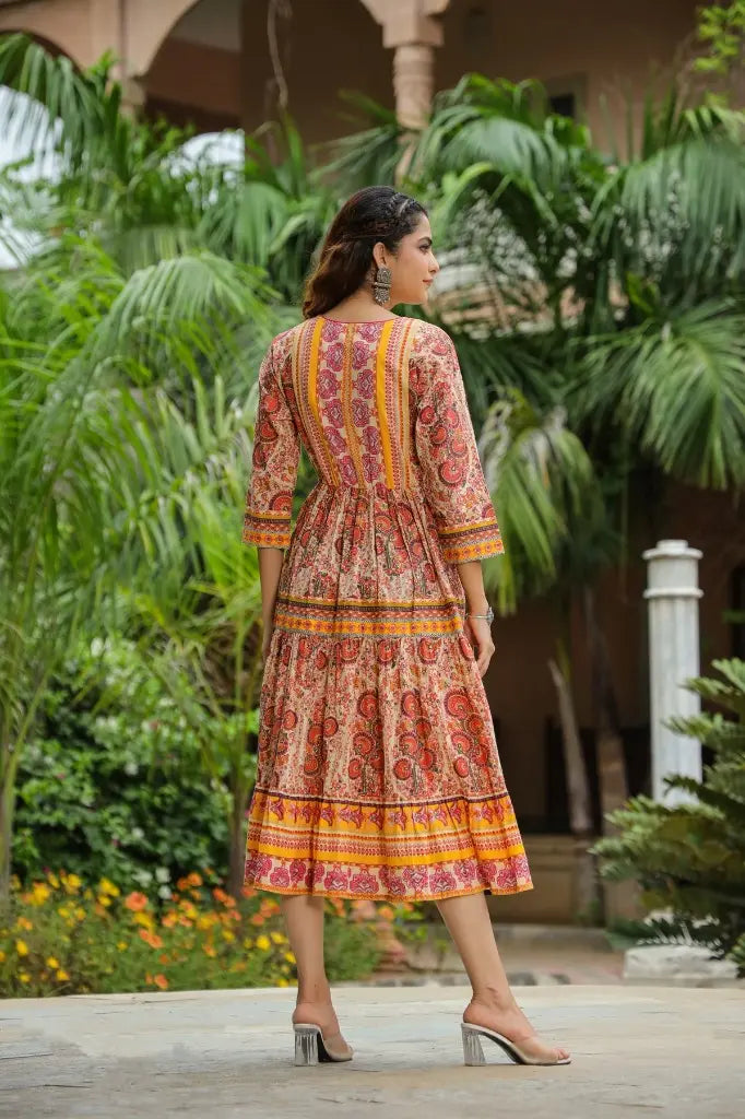 Women Beige Pure Cotton Anarkali Kurta