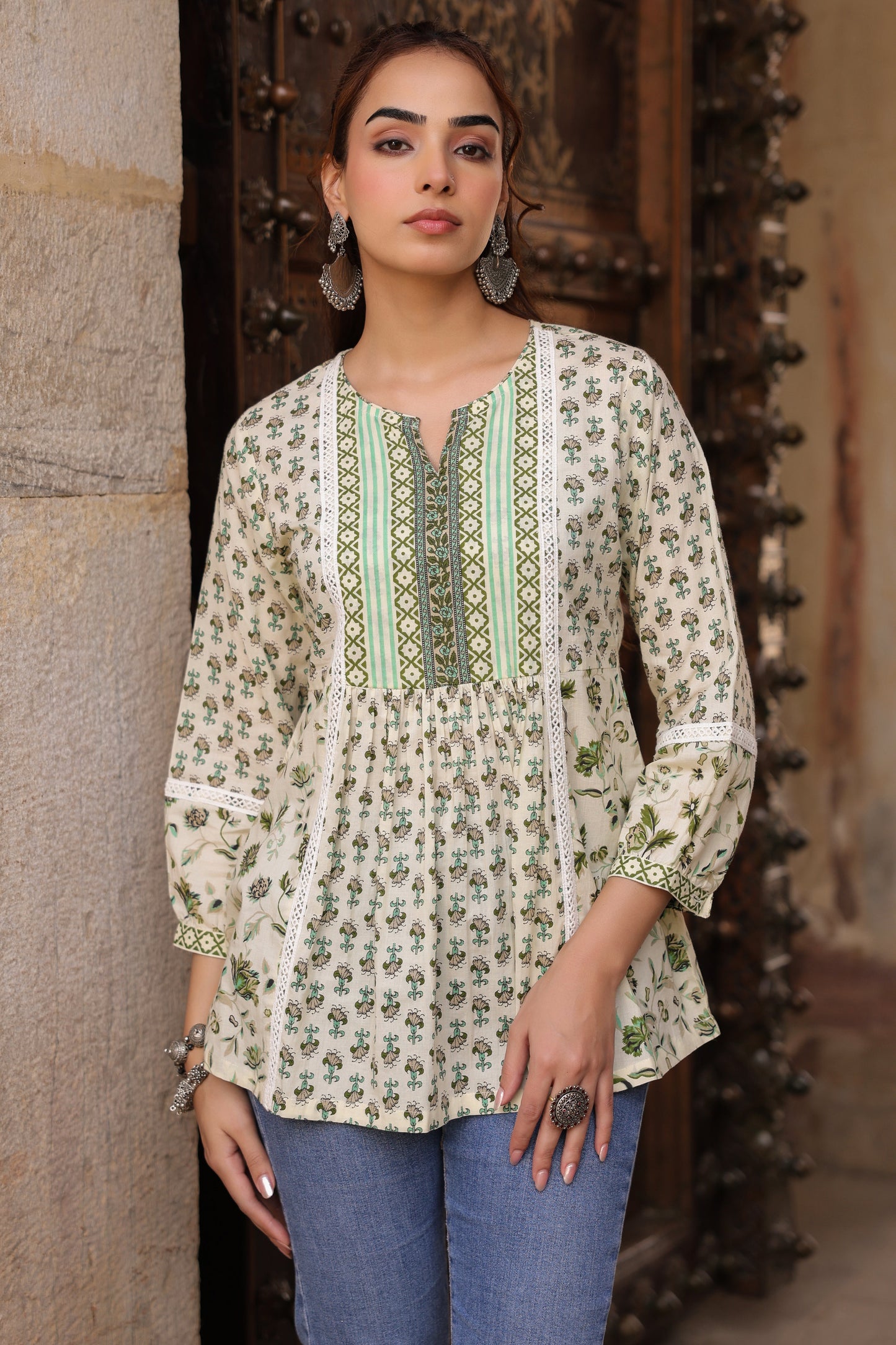 Women Ethnic Motifs Printed Pure Cotton Top