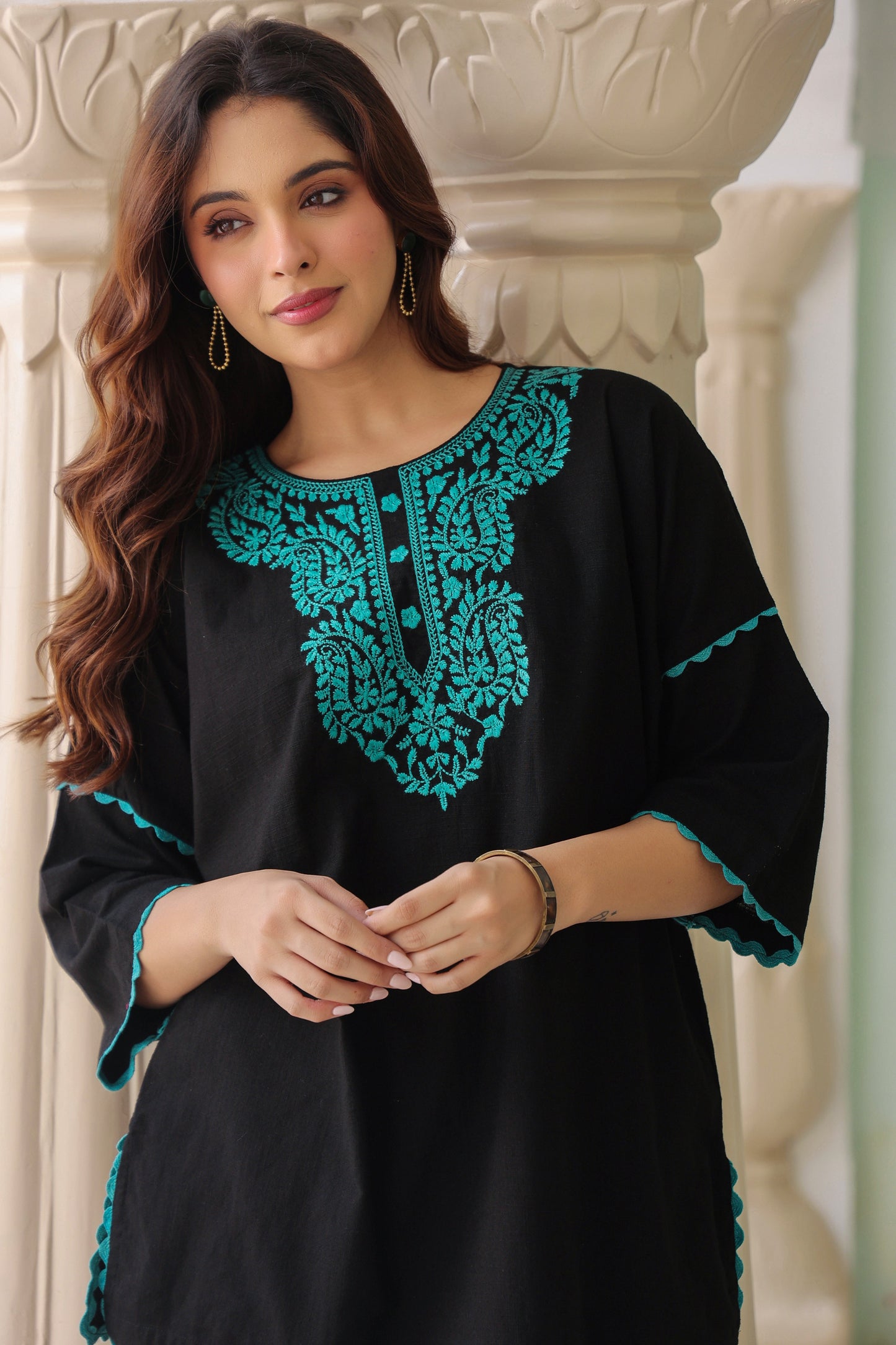 Embroidered Round Neck Pure Cotton Tunic With Trouser