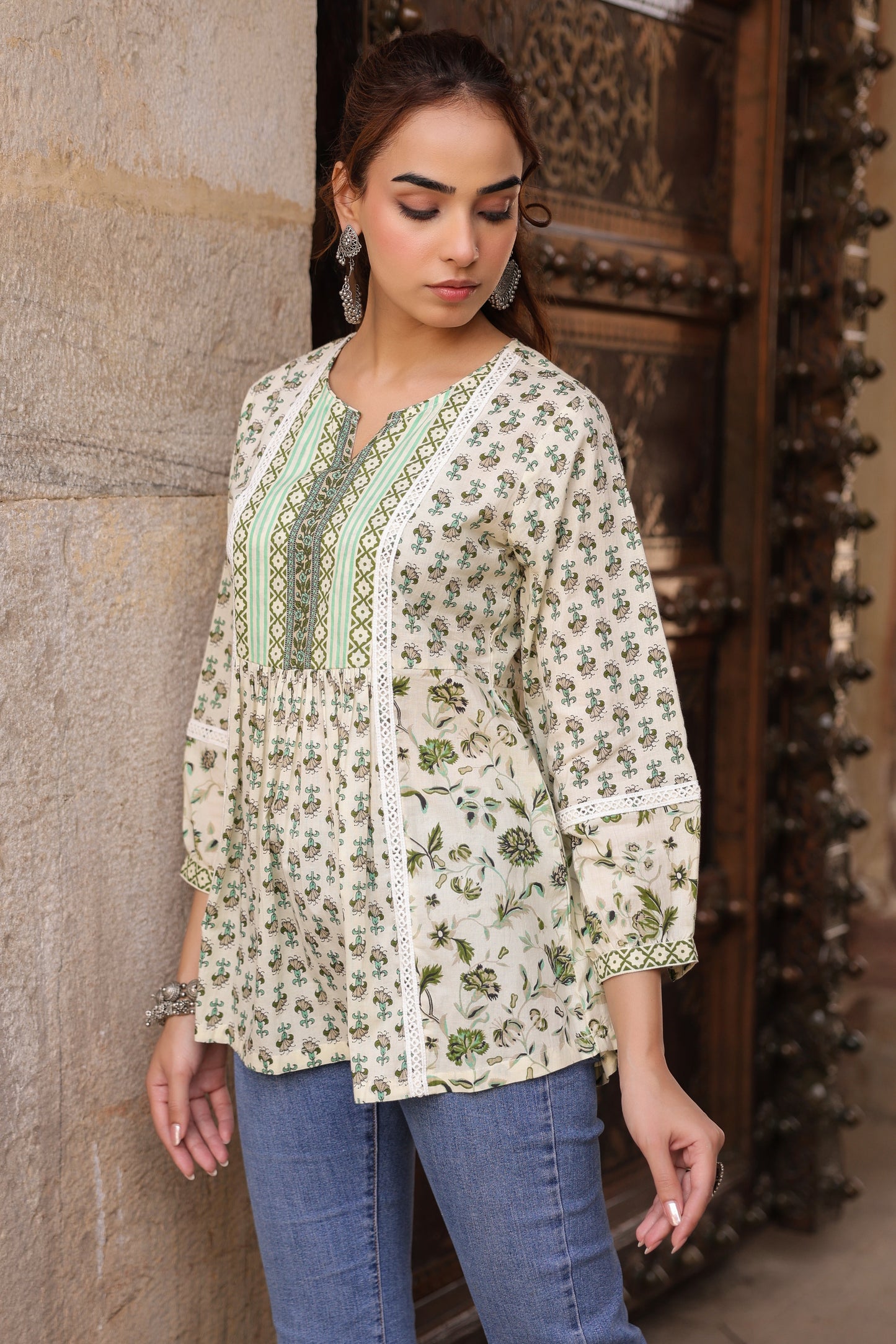 Women Ethnic Motifs Printed Pure Cotton Top