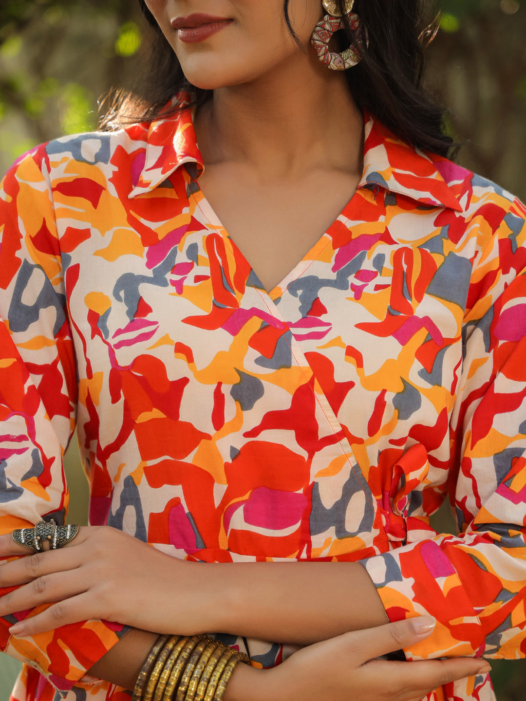 Women Multi Abstract Printed Co-ords Sets With Matching Palazzo