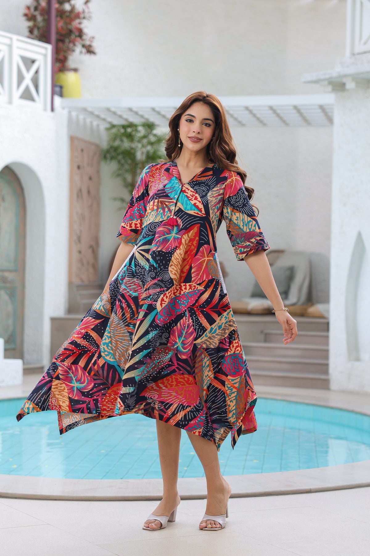 Printed A-Line Midi Ethnic Dresses