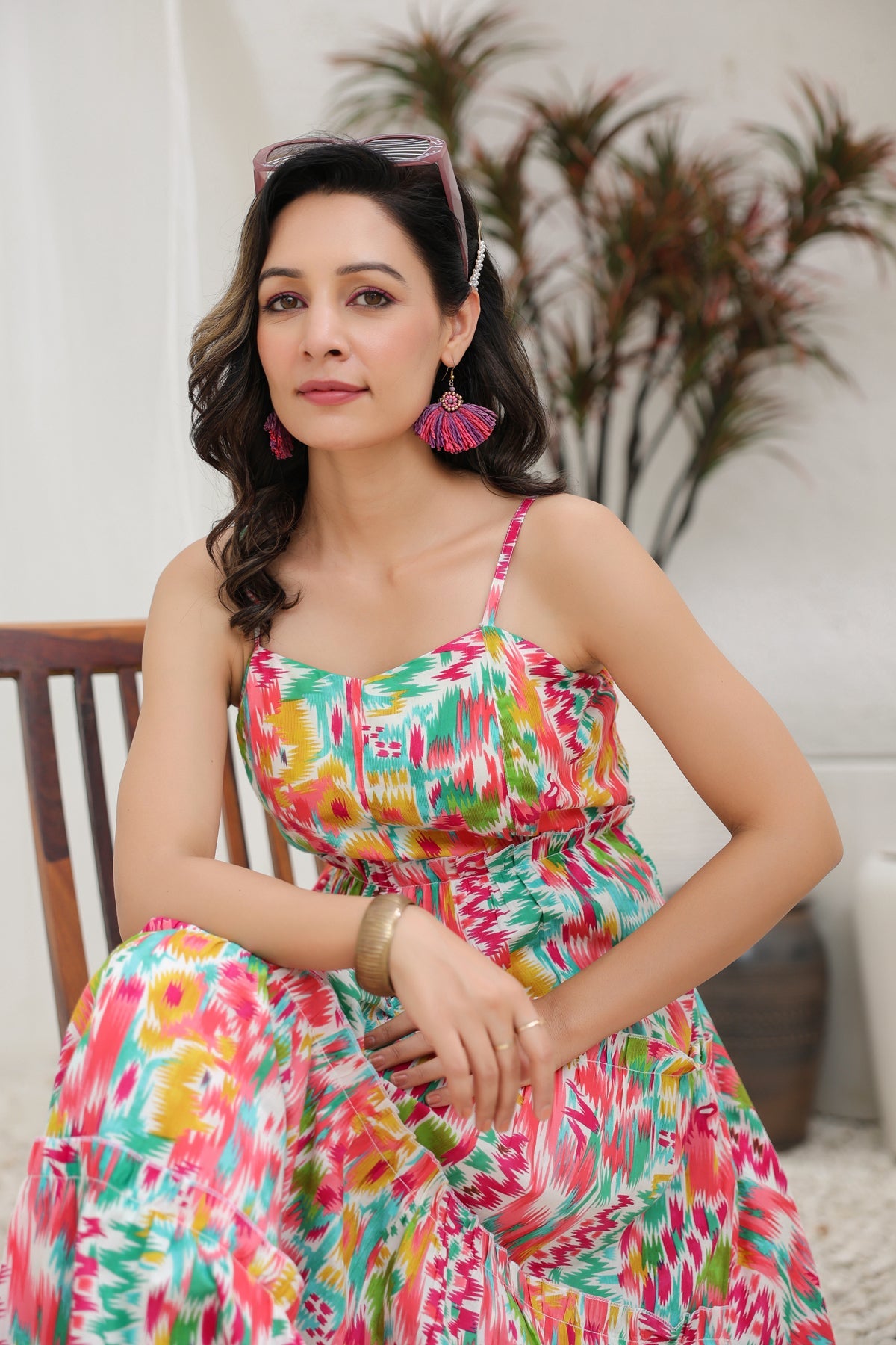 Printed Fit & Flared Midi Ethnic Dress