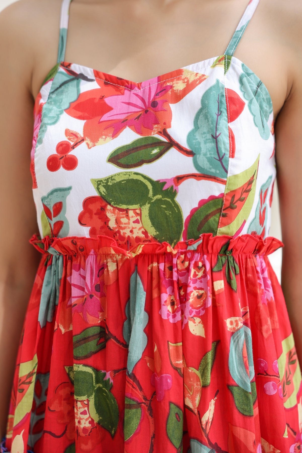 Women Printed Shoulder Straps Fit & Flare Midi Ethnic Dresses