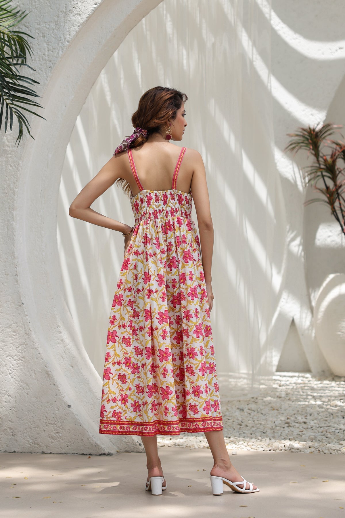 Floral-Printed Knitted Midi Ethnic Dresses