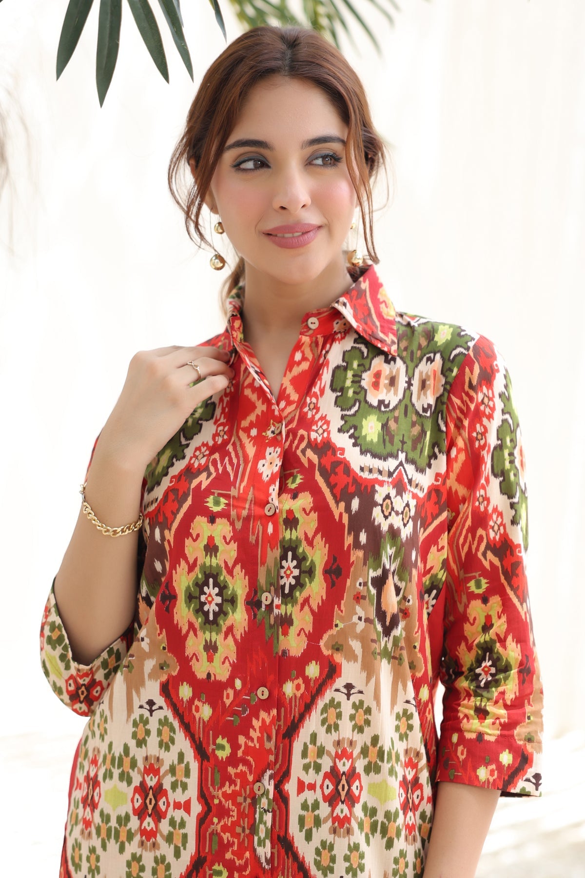 Printed Pure Cotton Tunic With Trousers