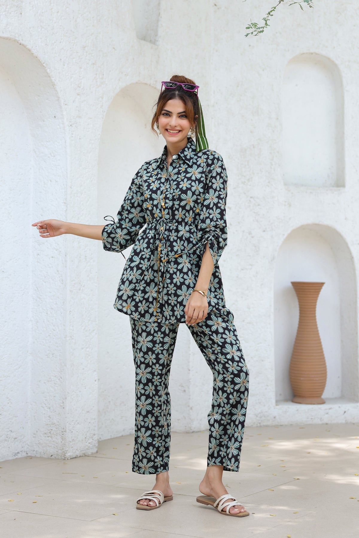 Printed Pure Cotton Tunic & Trousers