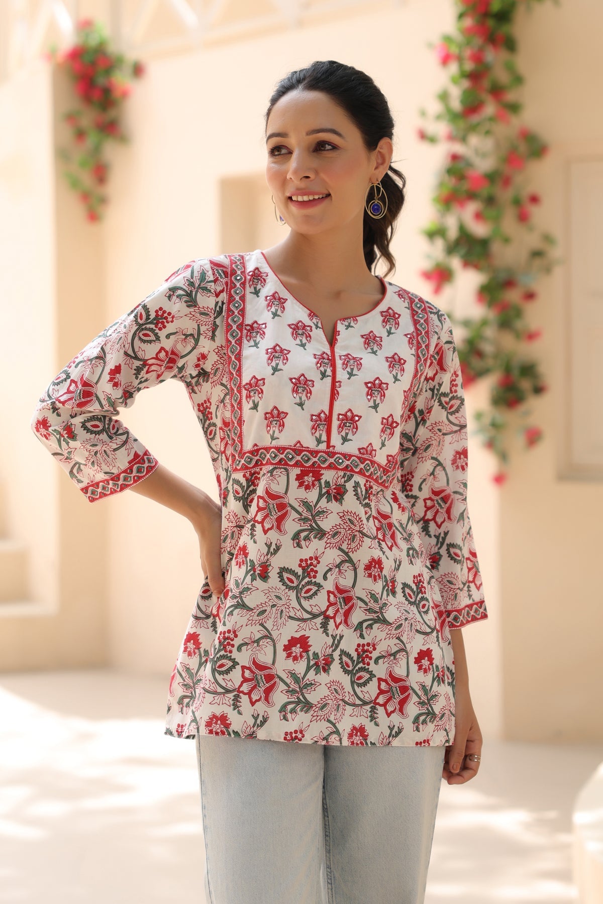 Women Floral Printed Pure Cotton Top