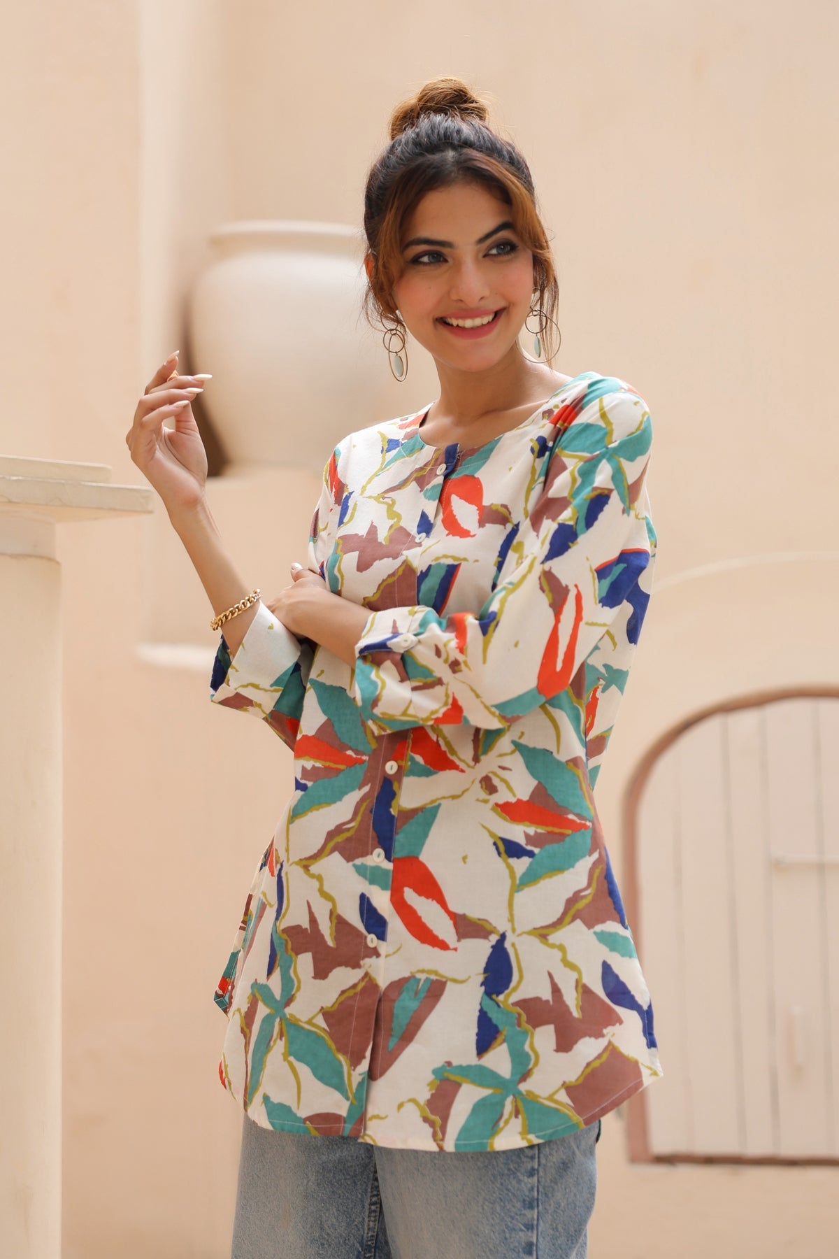 Floral Print Cotton Top