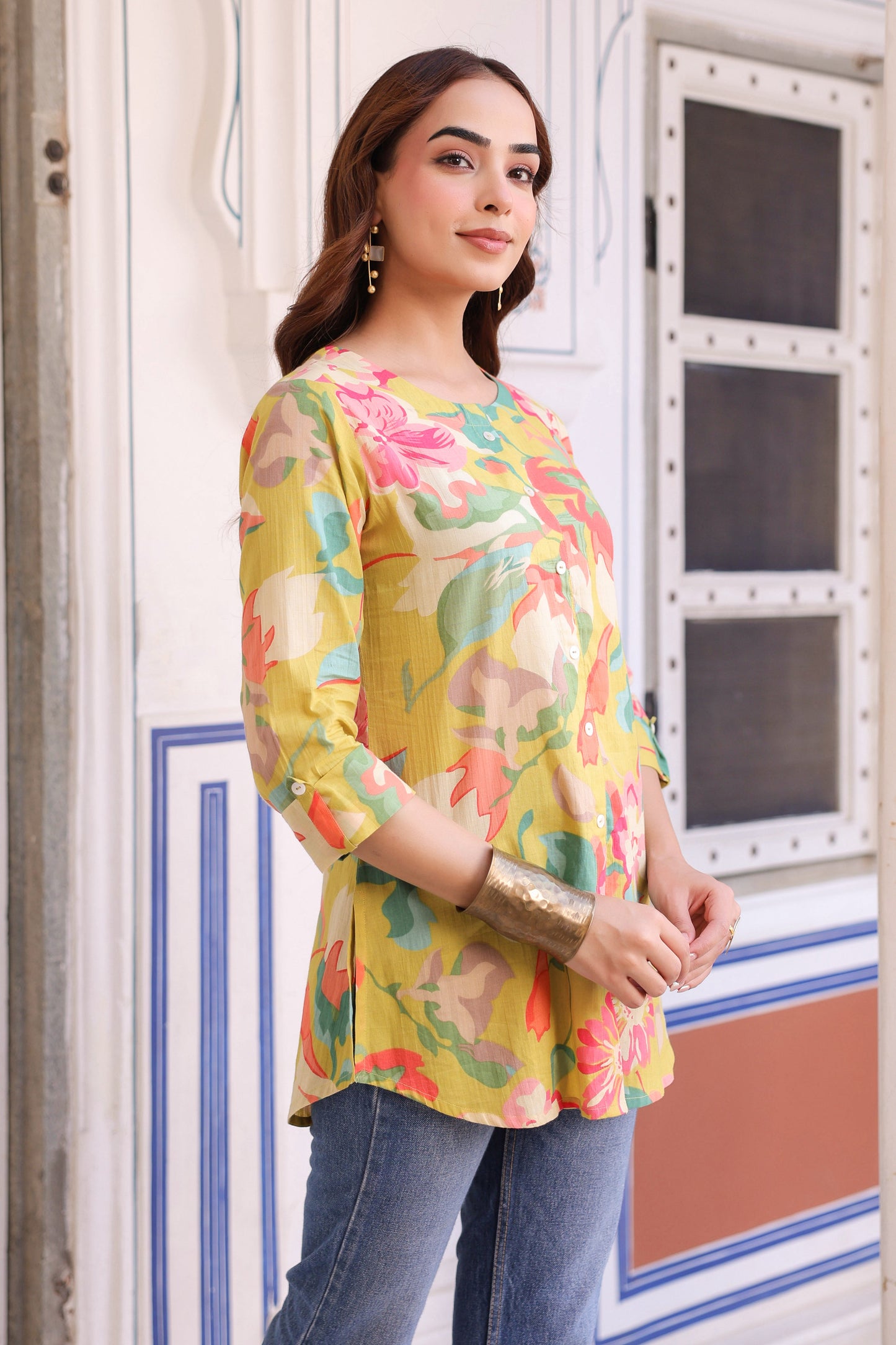 Women Floral Print Cotton Top