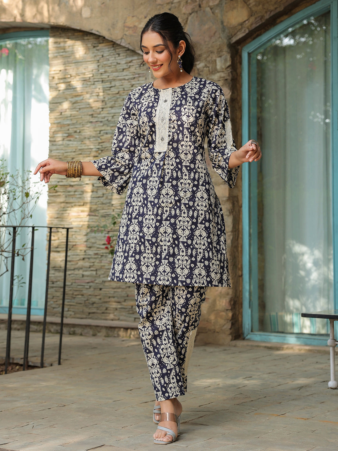 Printed Pure Cotton Tunic With Trouser