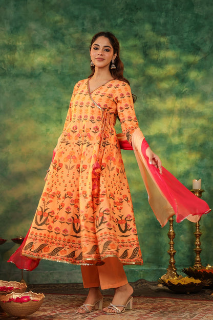 Women Ethnic Motifs Printed Pure Cotton Kurta with Trousers & Dupatta