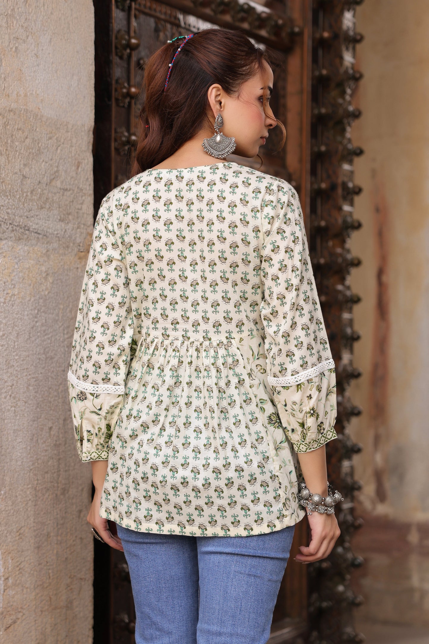 Women Ethnic Motifs Printed Pure Cotton Top