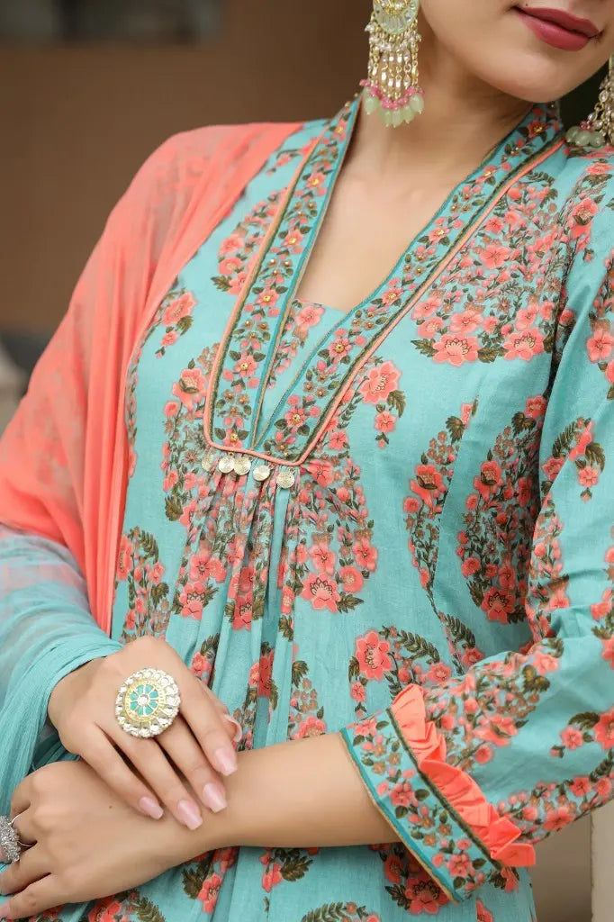 Women Green Paisley Printed A-line Kurta Set