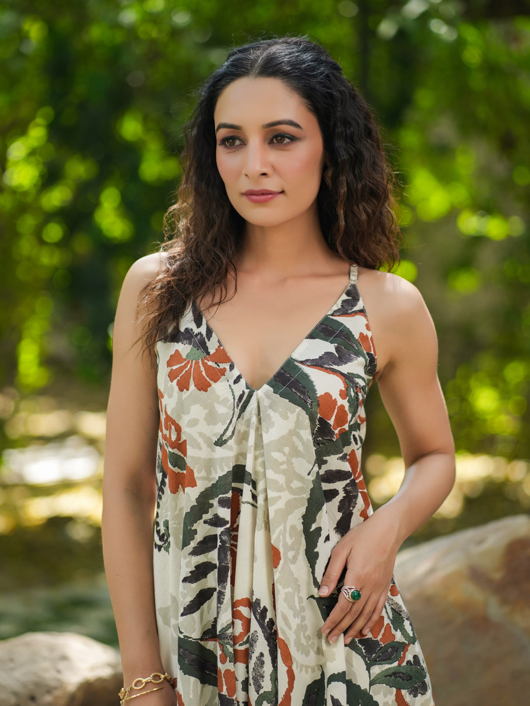 Printed Sleeveless Cotton Basic Jumpsuit