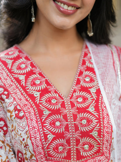 Women Ethnic Motifs Printed Pure Cotton Kurta with Trousers & Dupatta