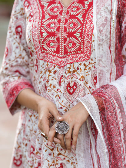 Women Ethnic Motifs Printed Pure Cotton Kurta with Trousers & Dupatta