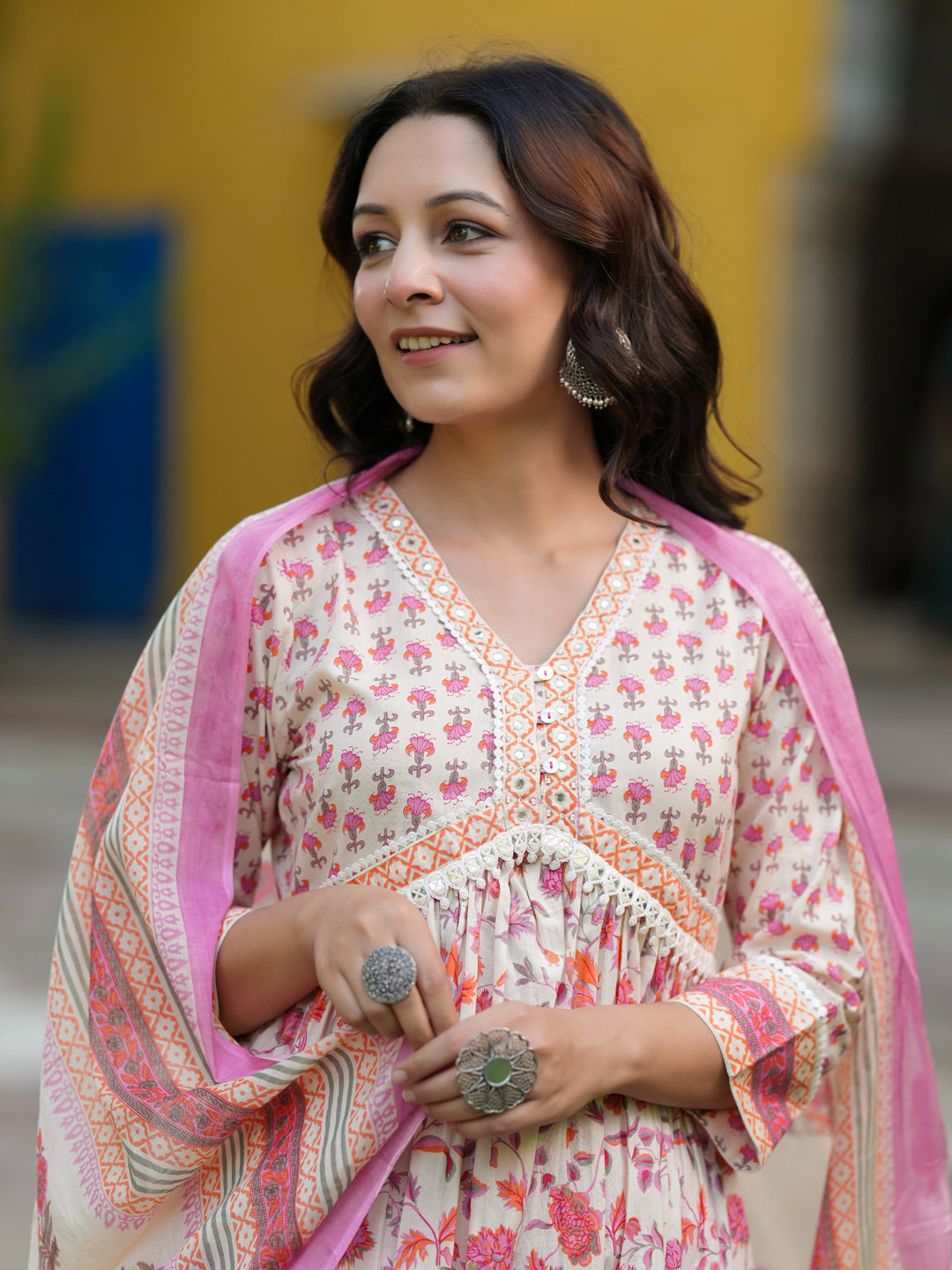 Women Ethnic Motifs Printed Pure Cotton Kurta with Trousers & Dupatta