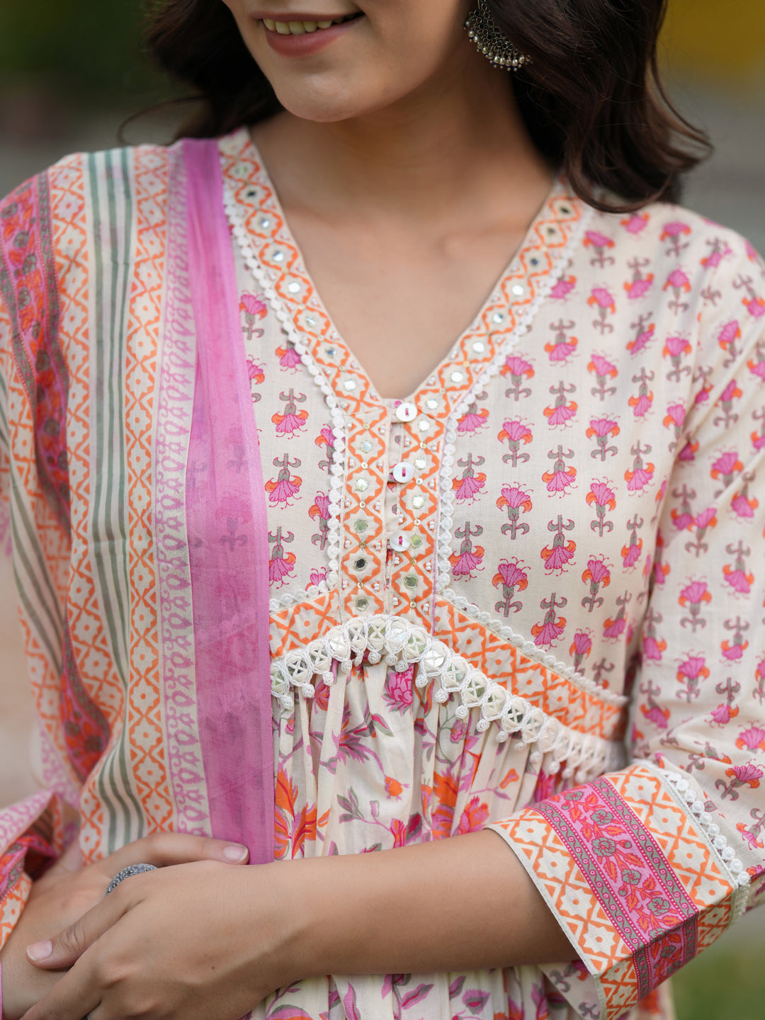 Women Ethnic Motifs Printed Pure Cotton Kurta with Trousers & Dupatta