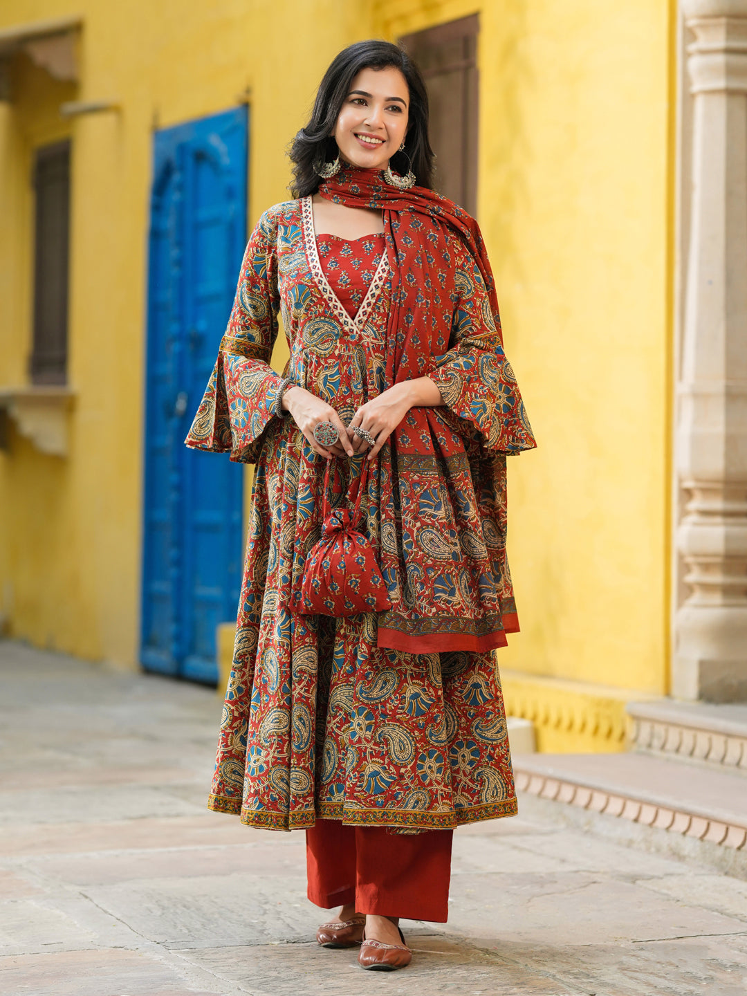 Women Printed Regular Pure Cotton Kurta With Trousers & Dupatta