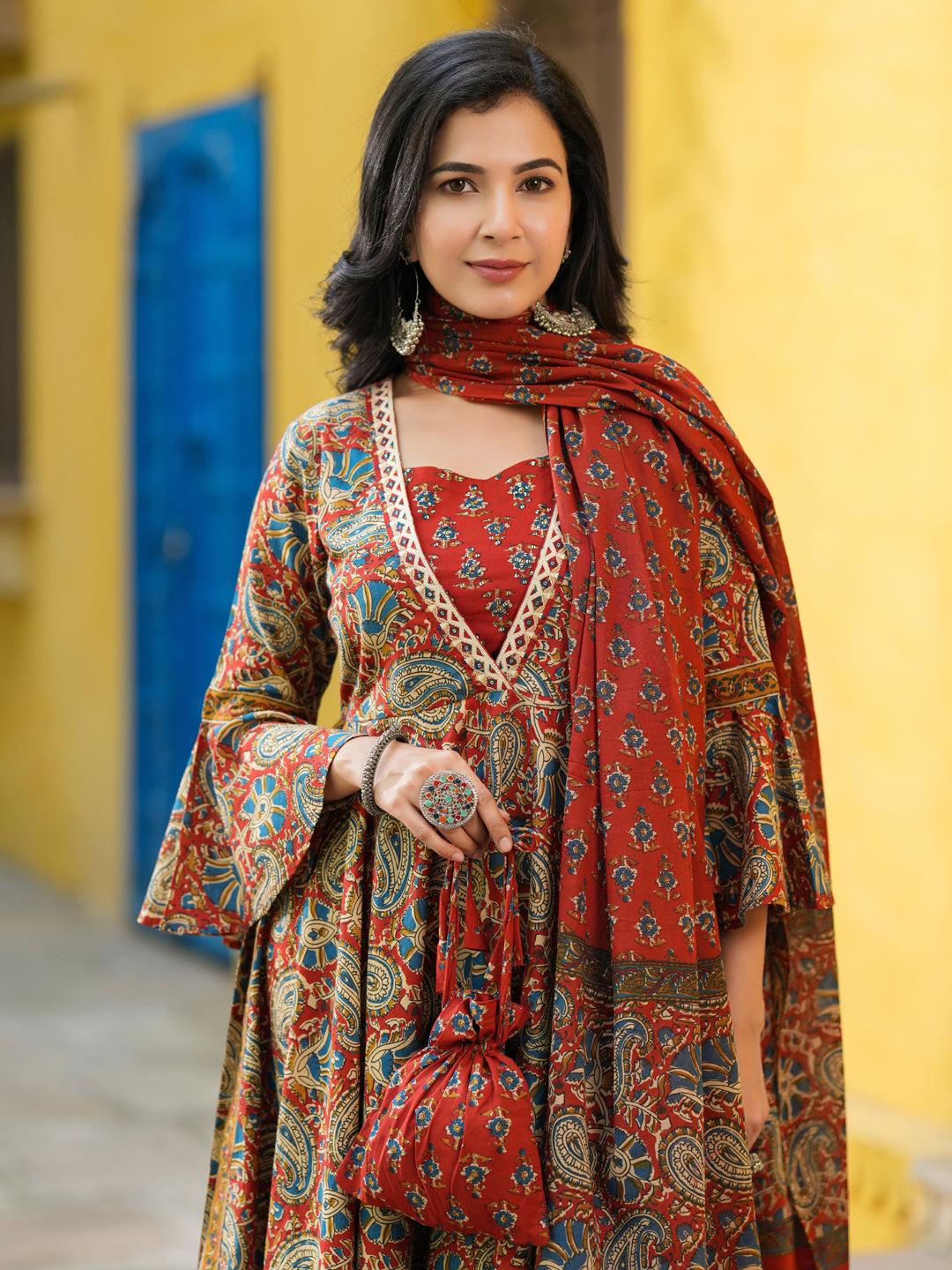 Women Printed Regular Pure Cotton Kurta With Trousers & Dupatta