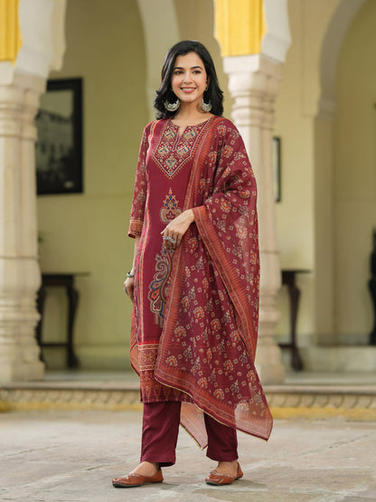 Women Ethnic Motifs Printed Kurta with Trousers & Dupatta
