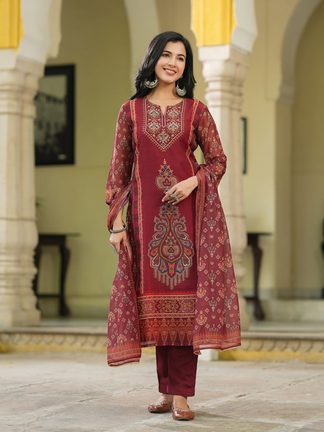 Women Ethnic Motifs Printed Kurta with Trousers & Dupatta