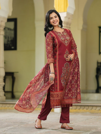 Women Ethnic Motifs Printed Kurta with Trousers & Dupatta