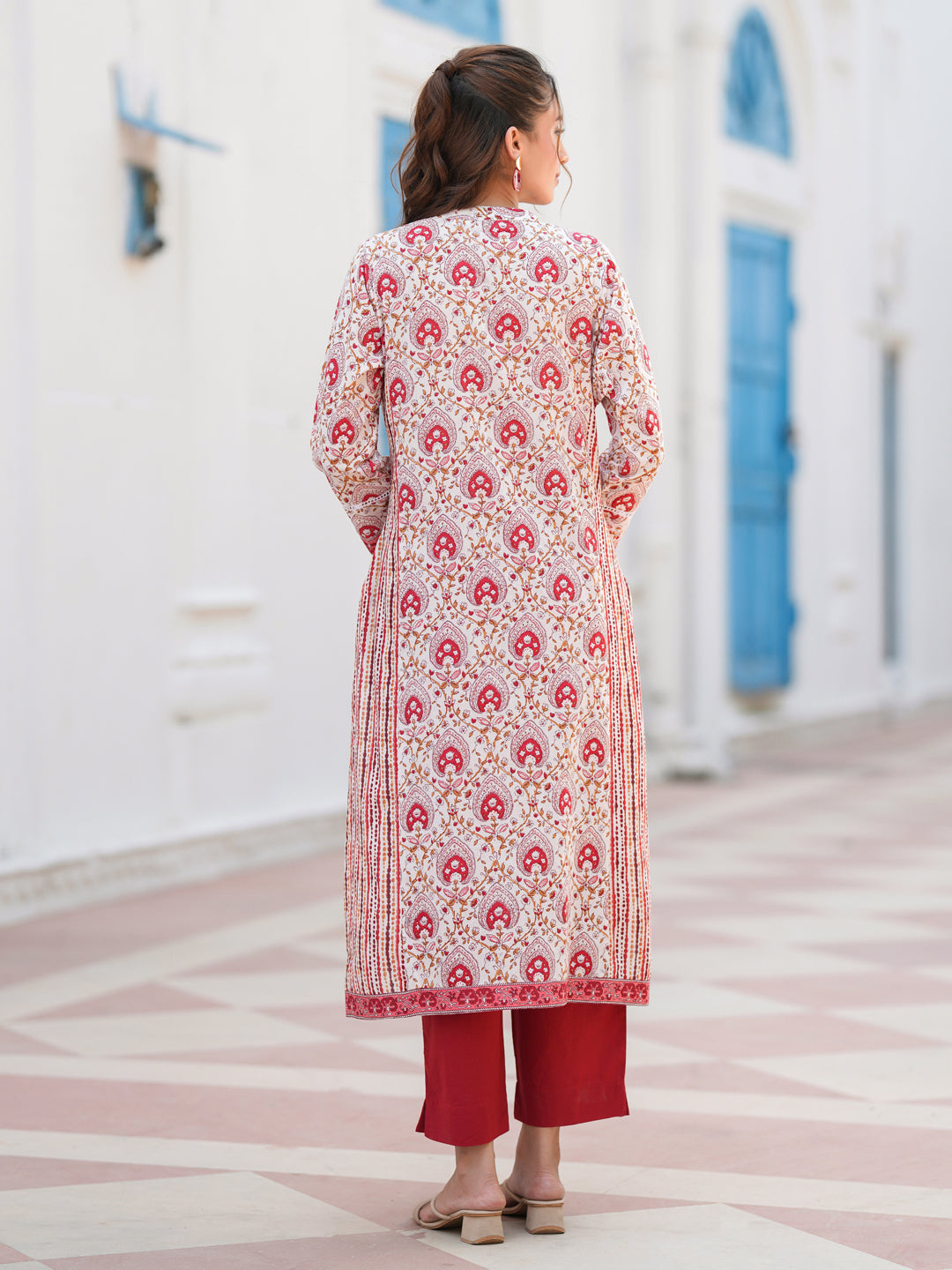 Women Floral Printed Daily Cotton A-Line Kurta