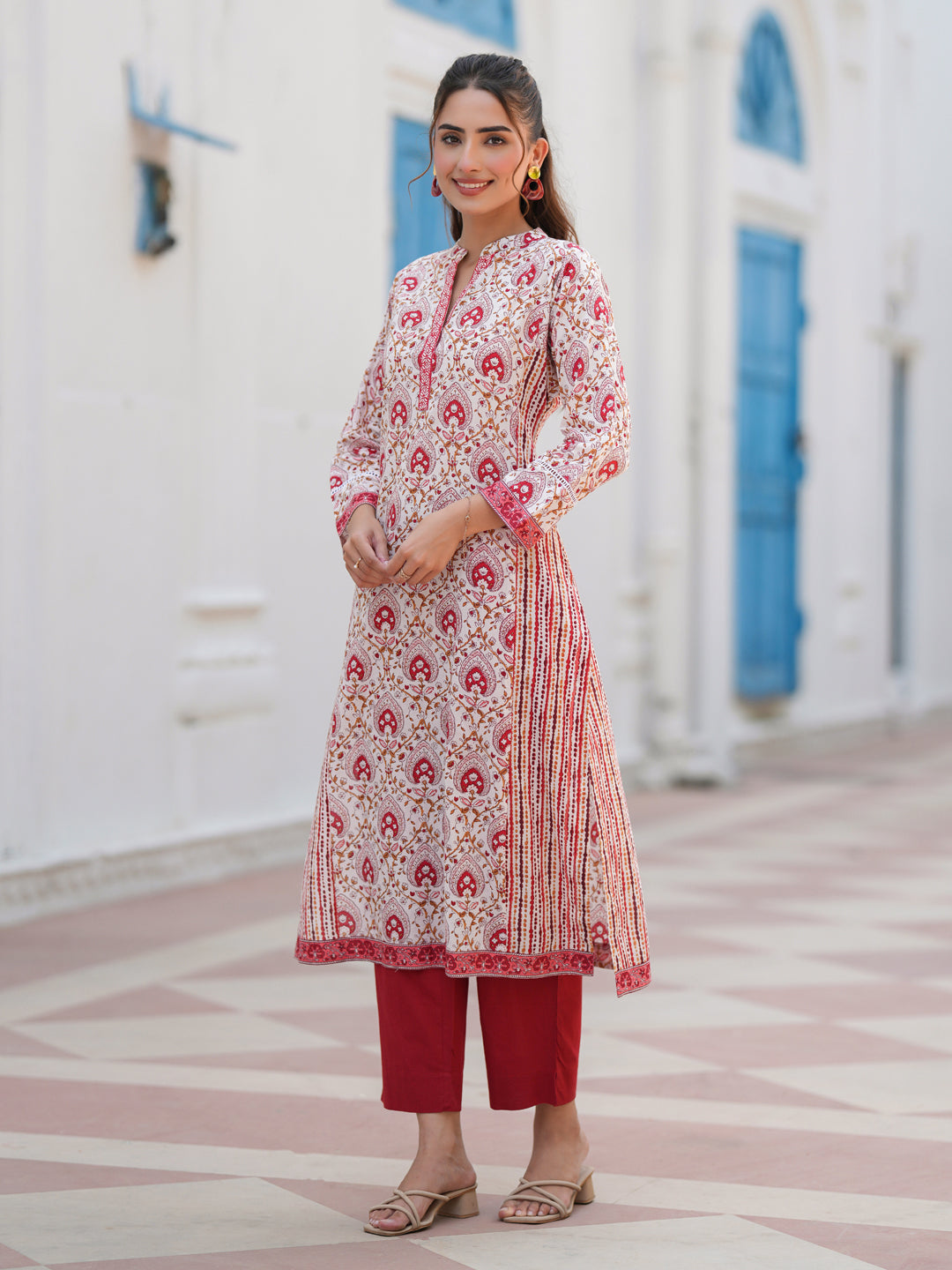 Women Floral Printed Daily Cotton A-Line Kurta
