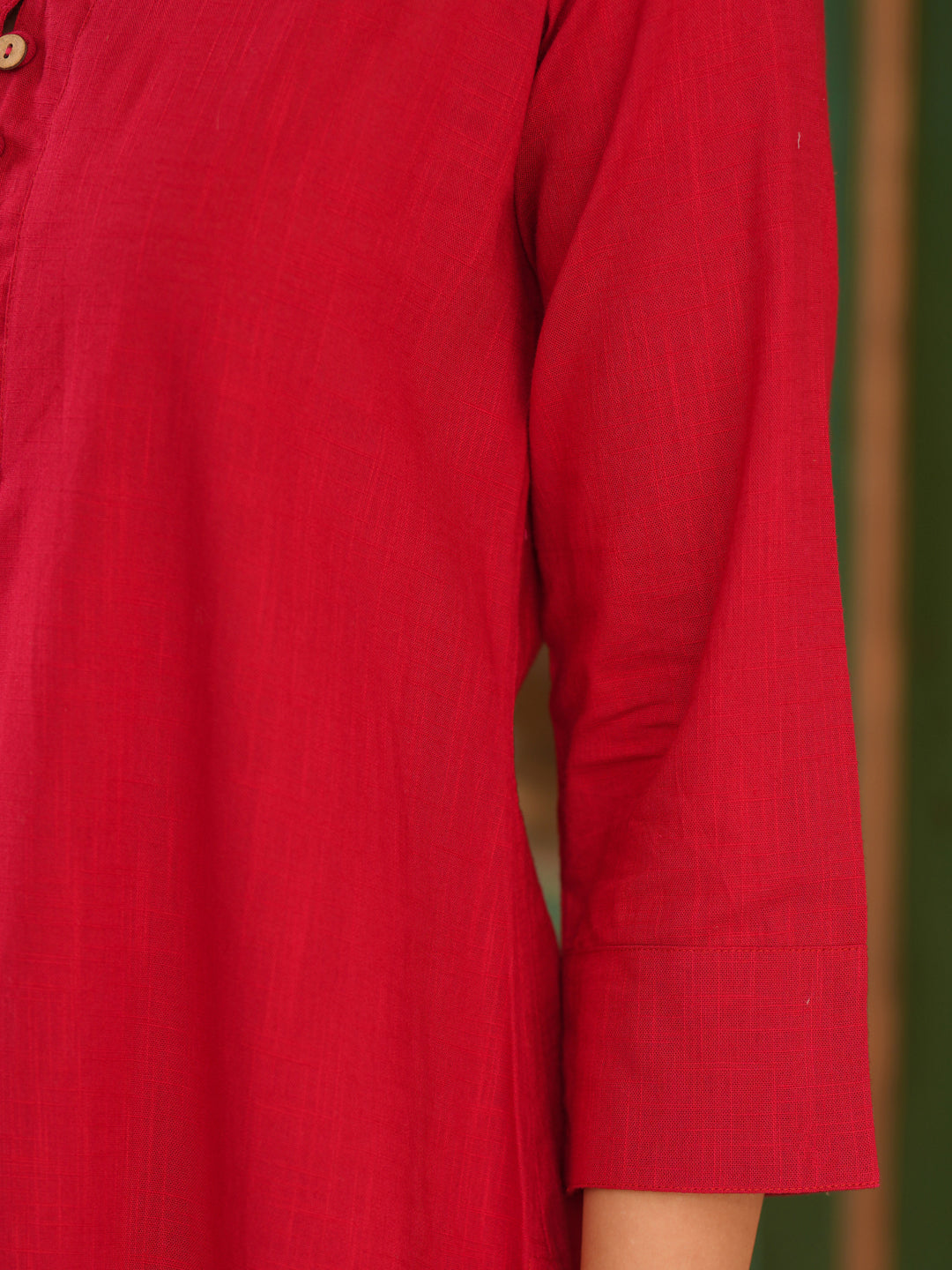 Women Solid Cotton Kurta with Trousers