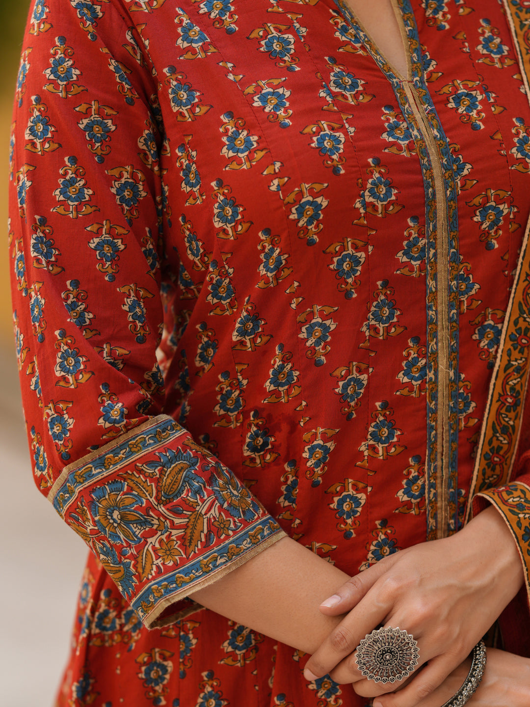 Women Ethnic Motifs Printed Cotton Anarkali Kurta with Trousers & Dupatta