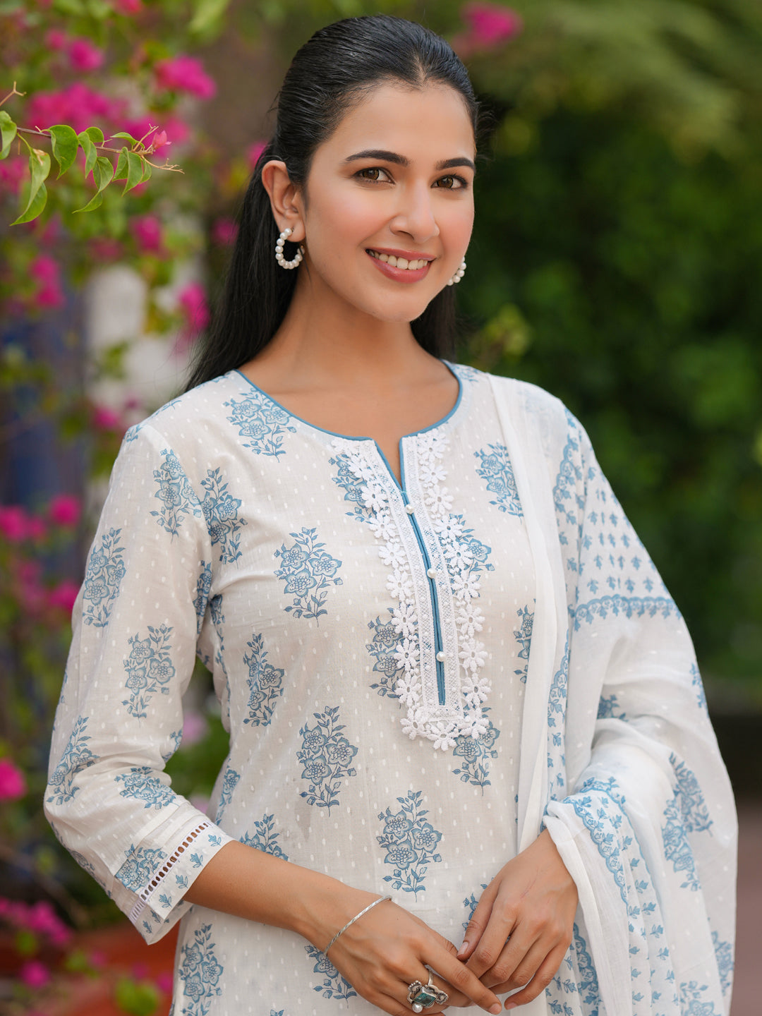 Women Ethnic Motifs Printed Pure Cotton Kurta with Trousers & Dupatta