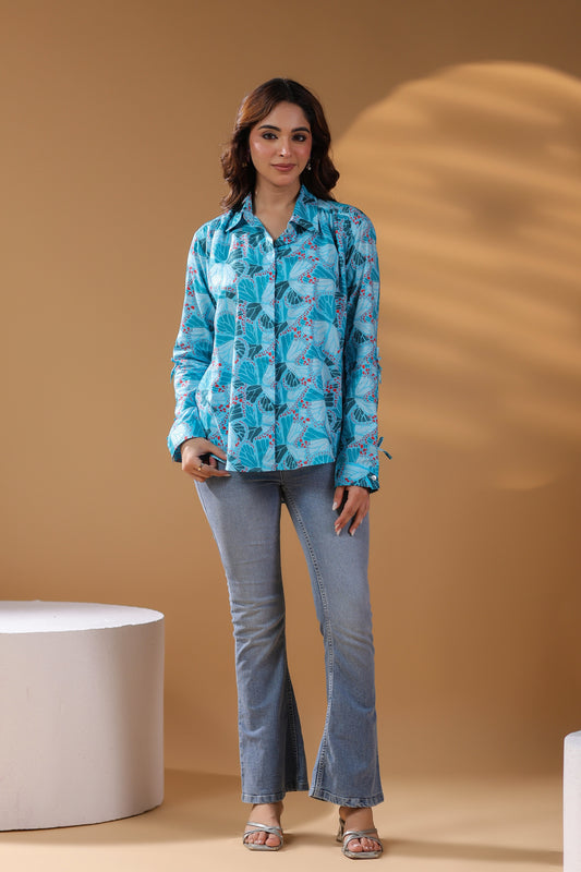 Women Self Design Printed Cotton Top