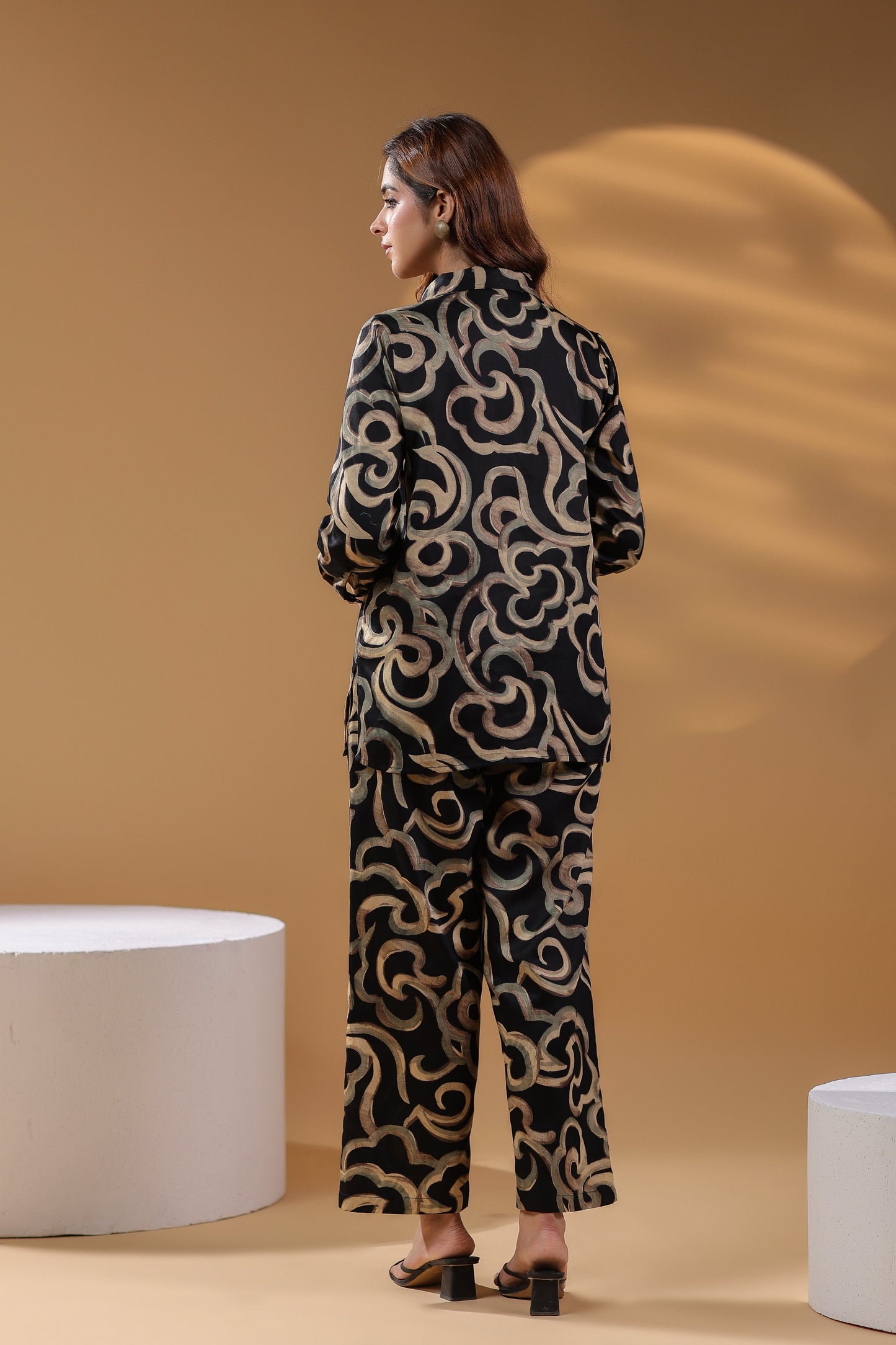 Printed Shirt Collar Pure Cotton Shirt With Trouser