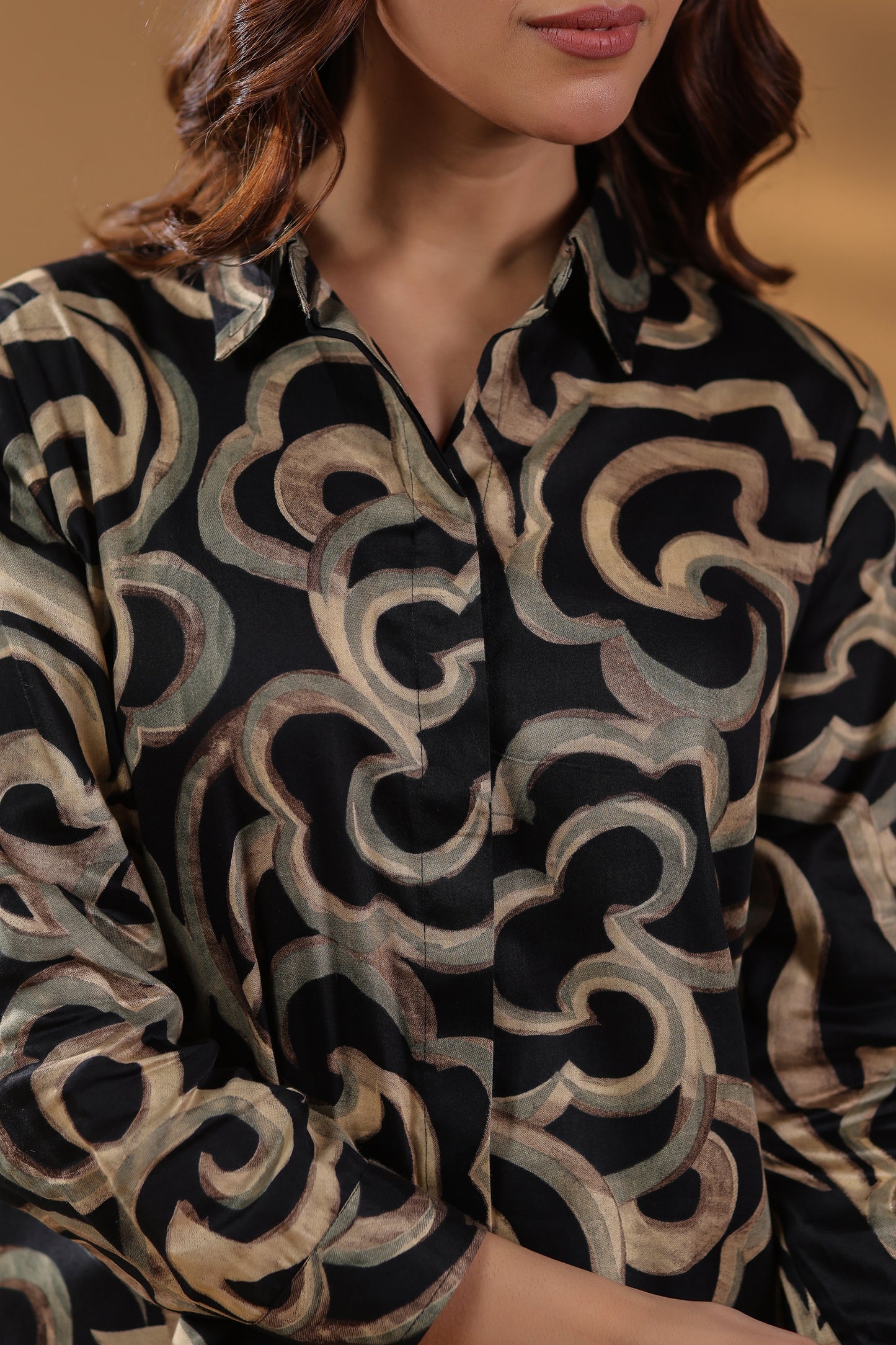 Printed Shirt Collar Pure Cotton Shirt With Trouser