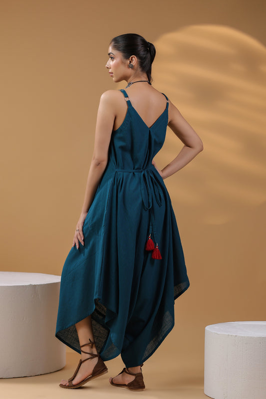 Women Shoulder Straps Cotton Basic Jumpsuit