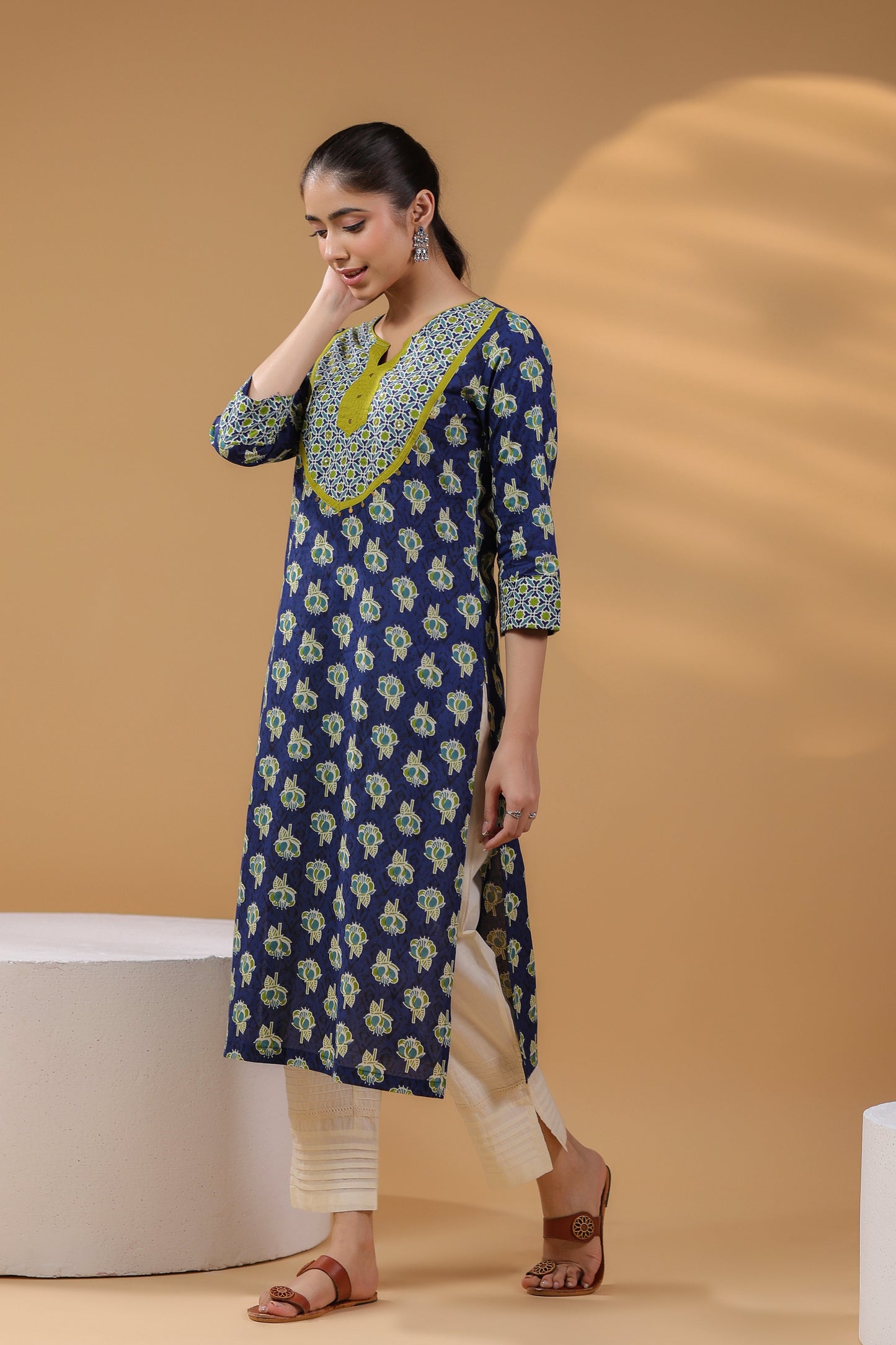 Women Ethnic Motifs Printed Pure Cotton Kurta