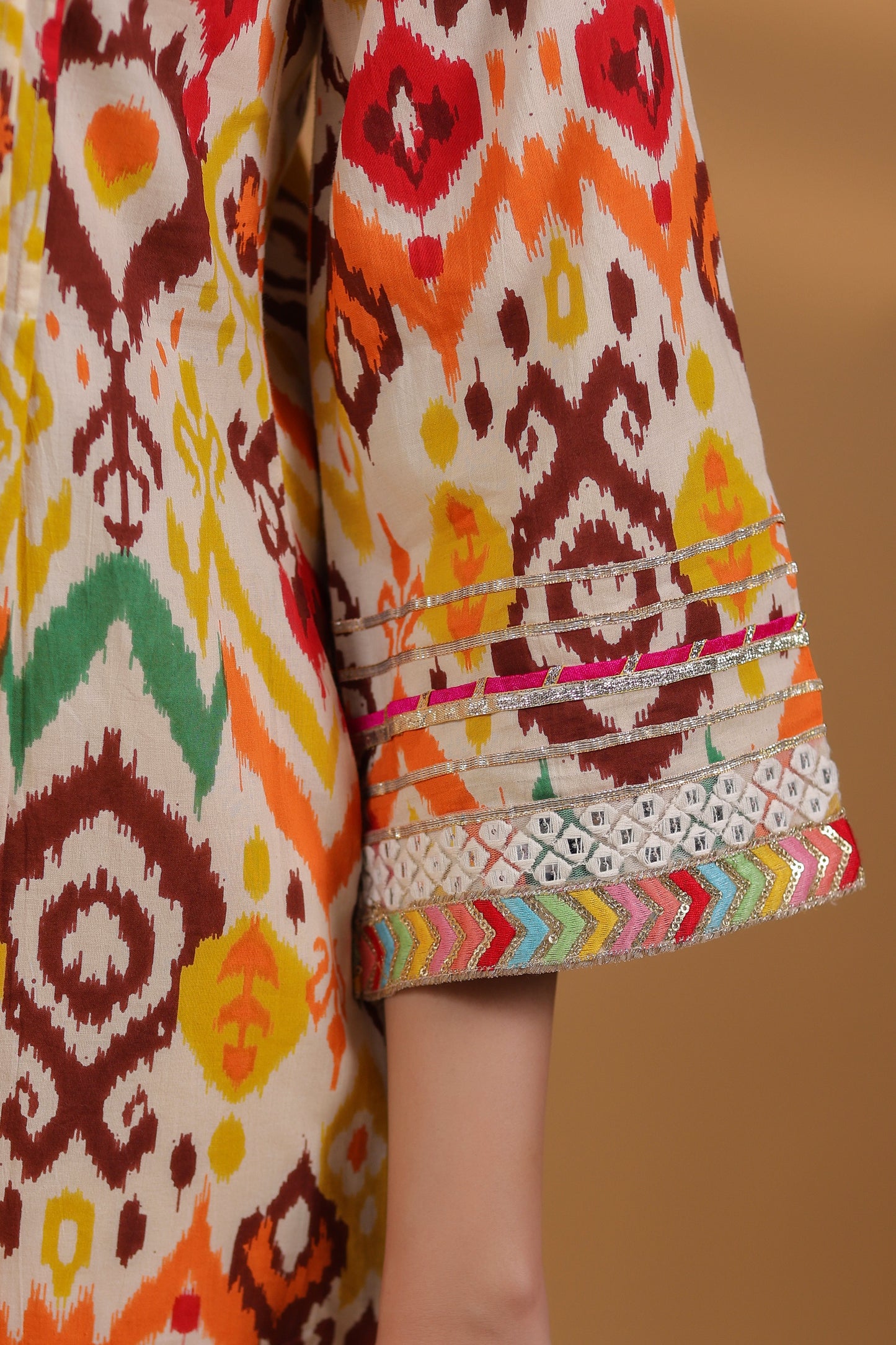 Ethnic Motifs Printed Pure Cotton Straight Kurta With Trousers & Dupatta