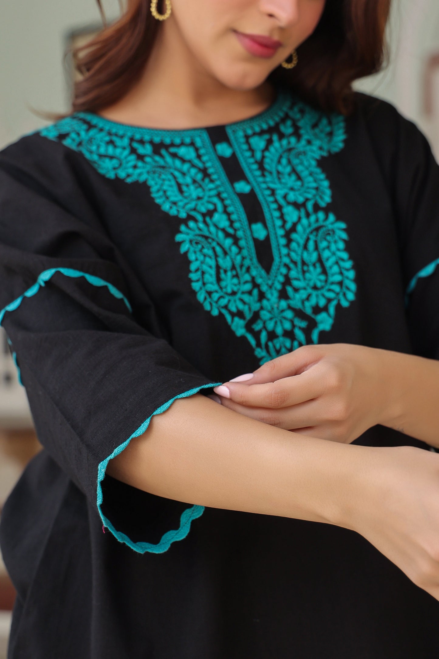 Embroidered Round Neck Pure Cotton Tunic With Trouser