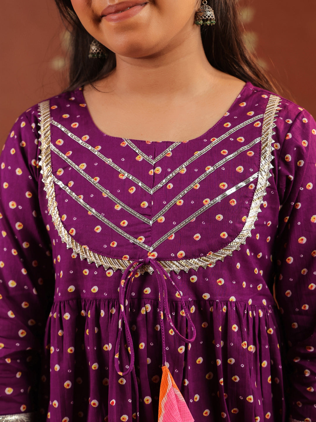 Girls Floral Printed Regular Gotta Patti Pure Cotton Kurti with Sharara & With Dupatta