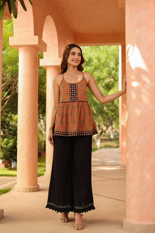 Women Printed Cotton Peplum Top