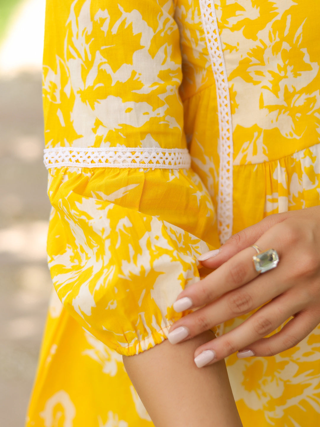 Floral Printed V-Neck Pure Cotton Tunic