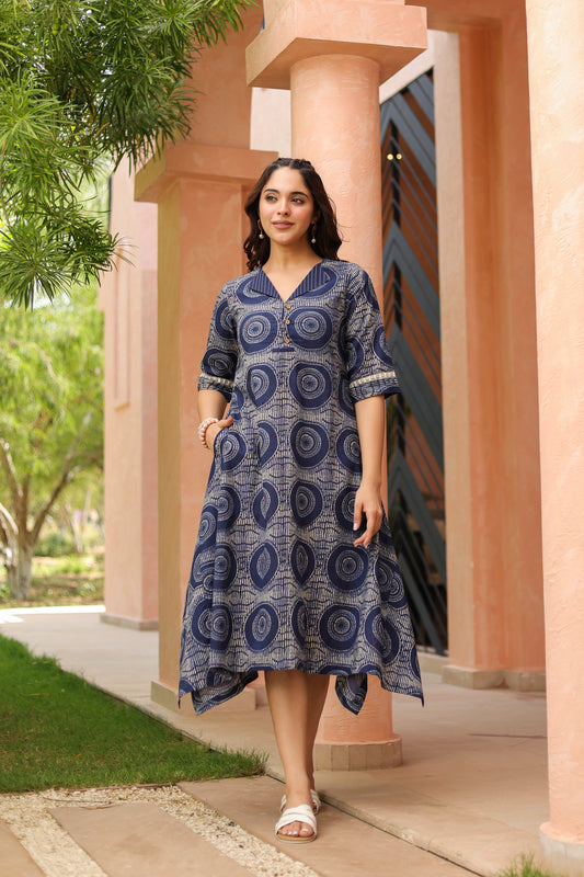 Women Fit & Flare Midi Ethnic Dress