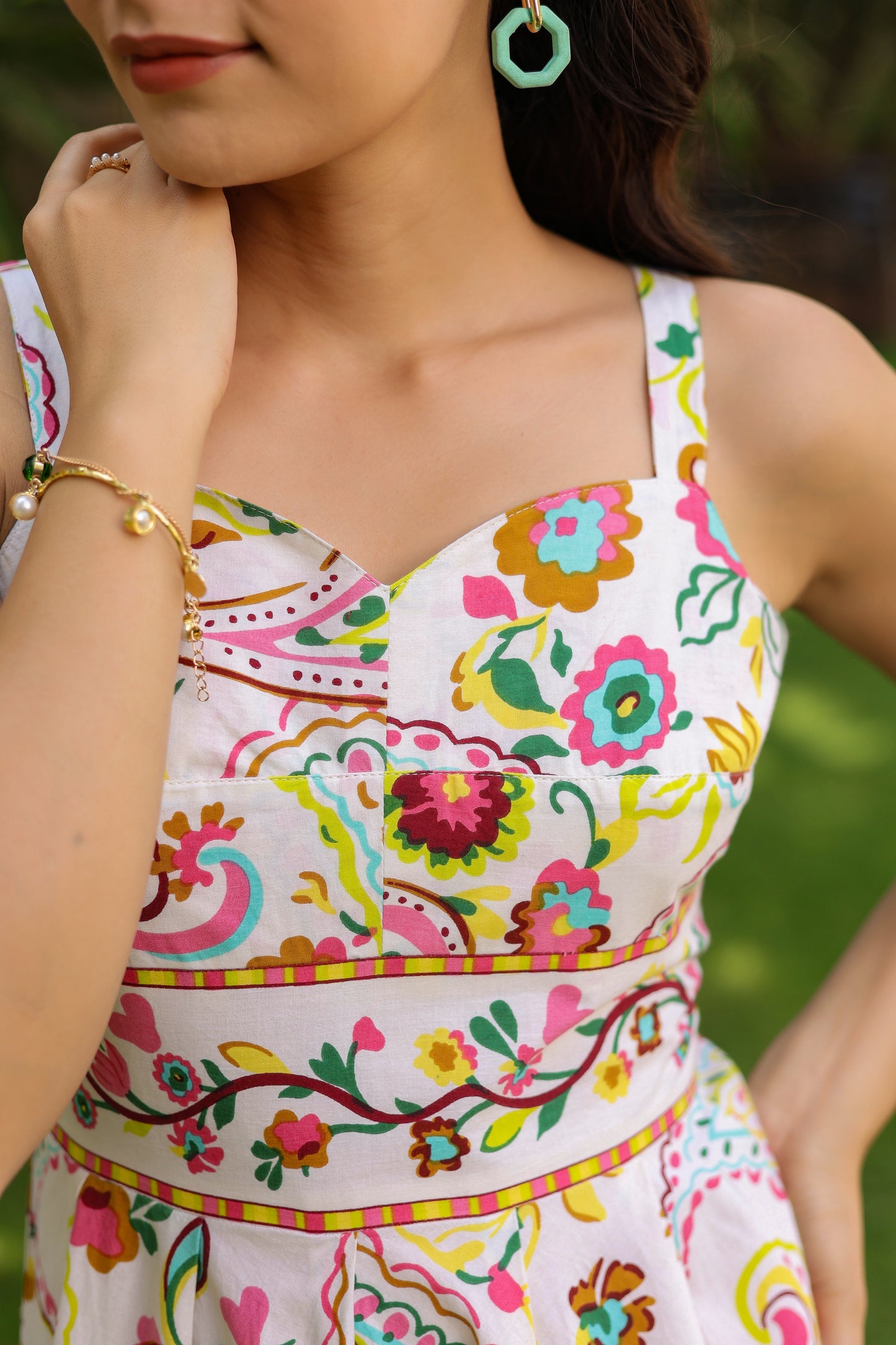 Printed Pure Cotton Fit & Flared Midi Dress